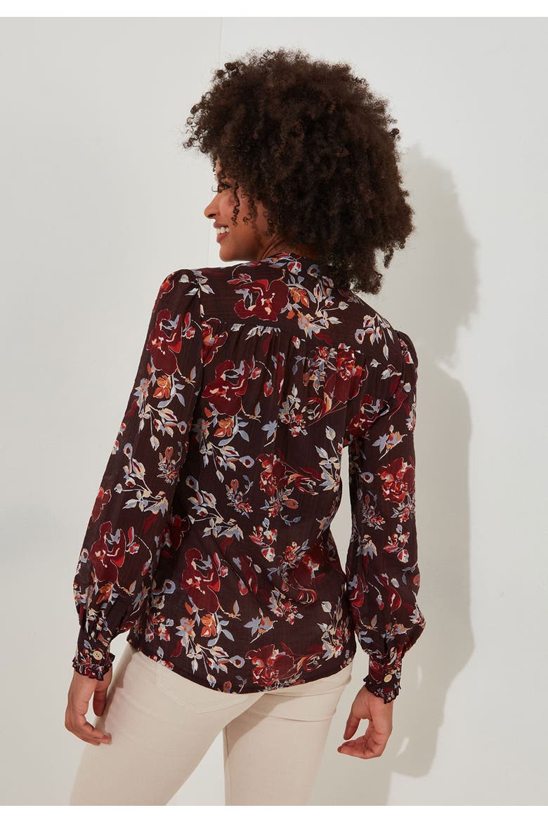 Sheer Button Front Blouse, Alternate, color, MULBERRY GARDEN