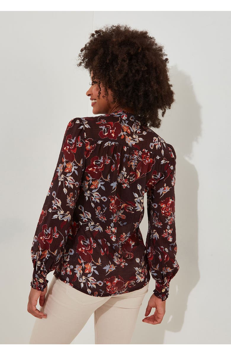 Joe Browns Sheer Button Front Blouse, Alternate, color, Mulberry Garden