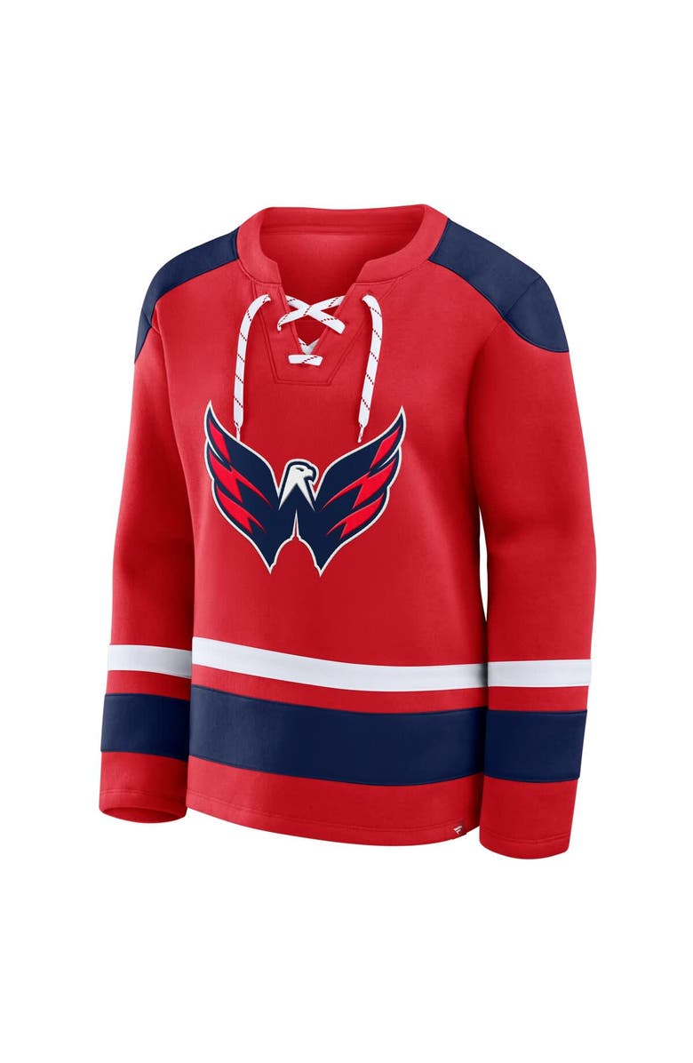FANATICS Women's Fanatics Red Washington Capitals Icing Long Sleeve Lace Up Sweatshirt, Alternate, color, Red