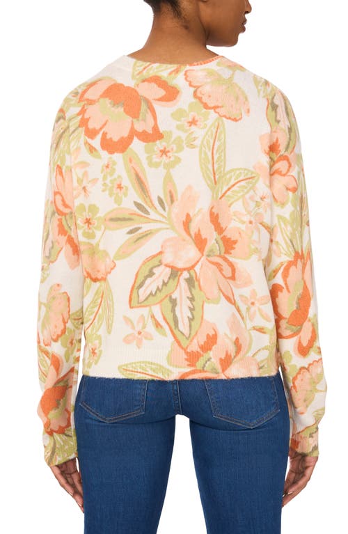 Cece Floral Crewneck Sweater In New Ivory