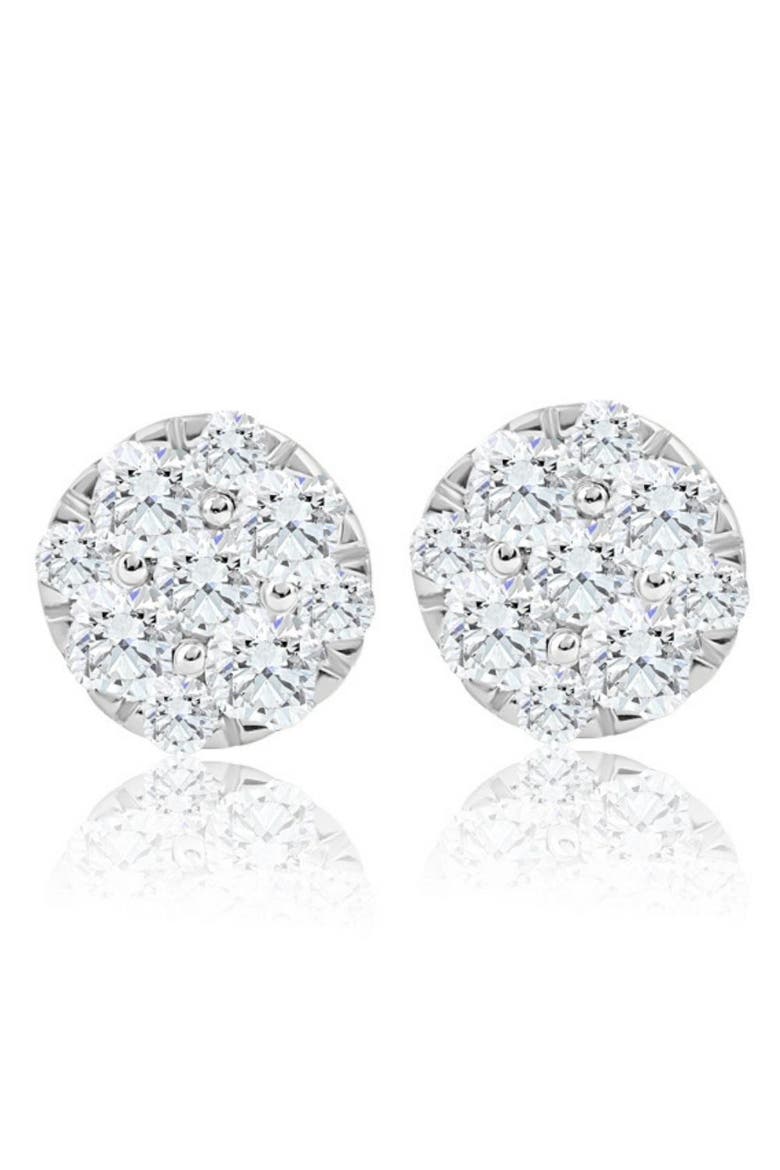 1/2Ct TW Round Cut Diamond Pave Studs Lab Grown 10k Gold Earrings, Main, color, 10k Yellow Gold