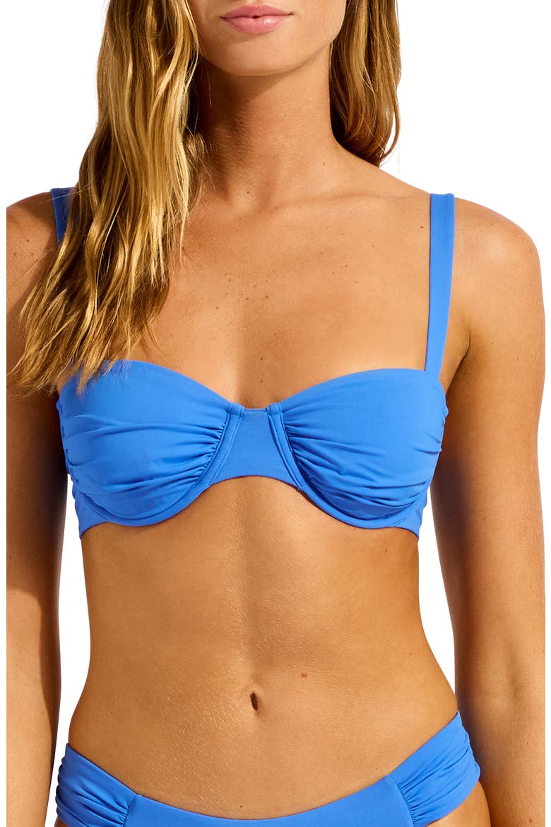 Ruched Underwire Bikini Top, Main, color, SAPPHIRE