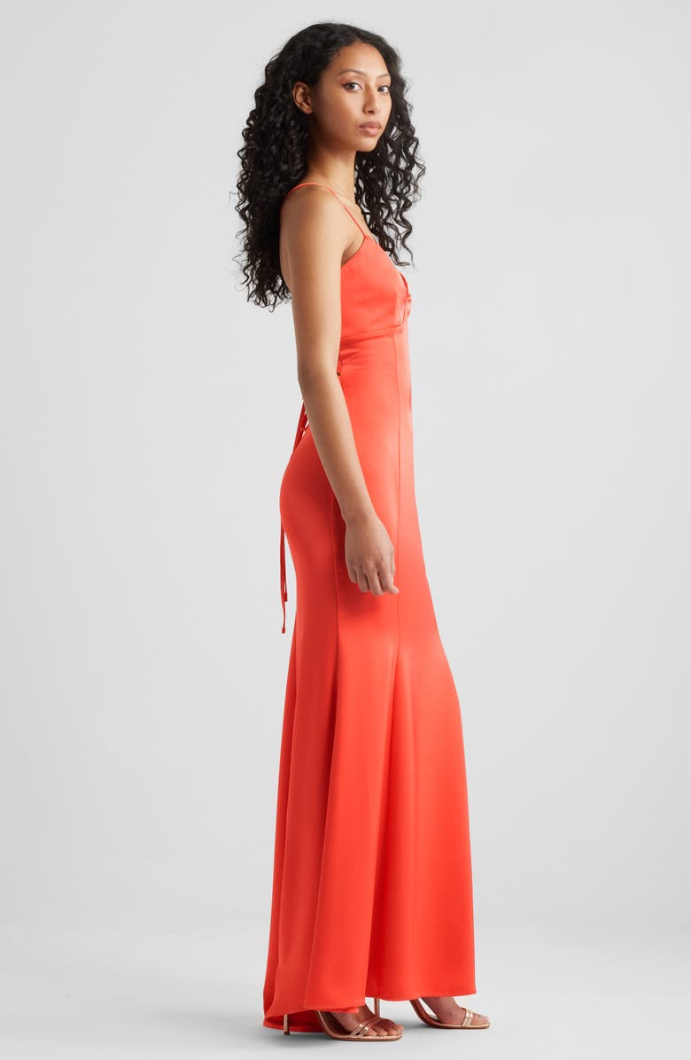 BP. Tie Back Satin Gown, Alternate, color, Red Bittersweet