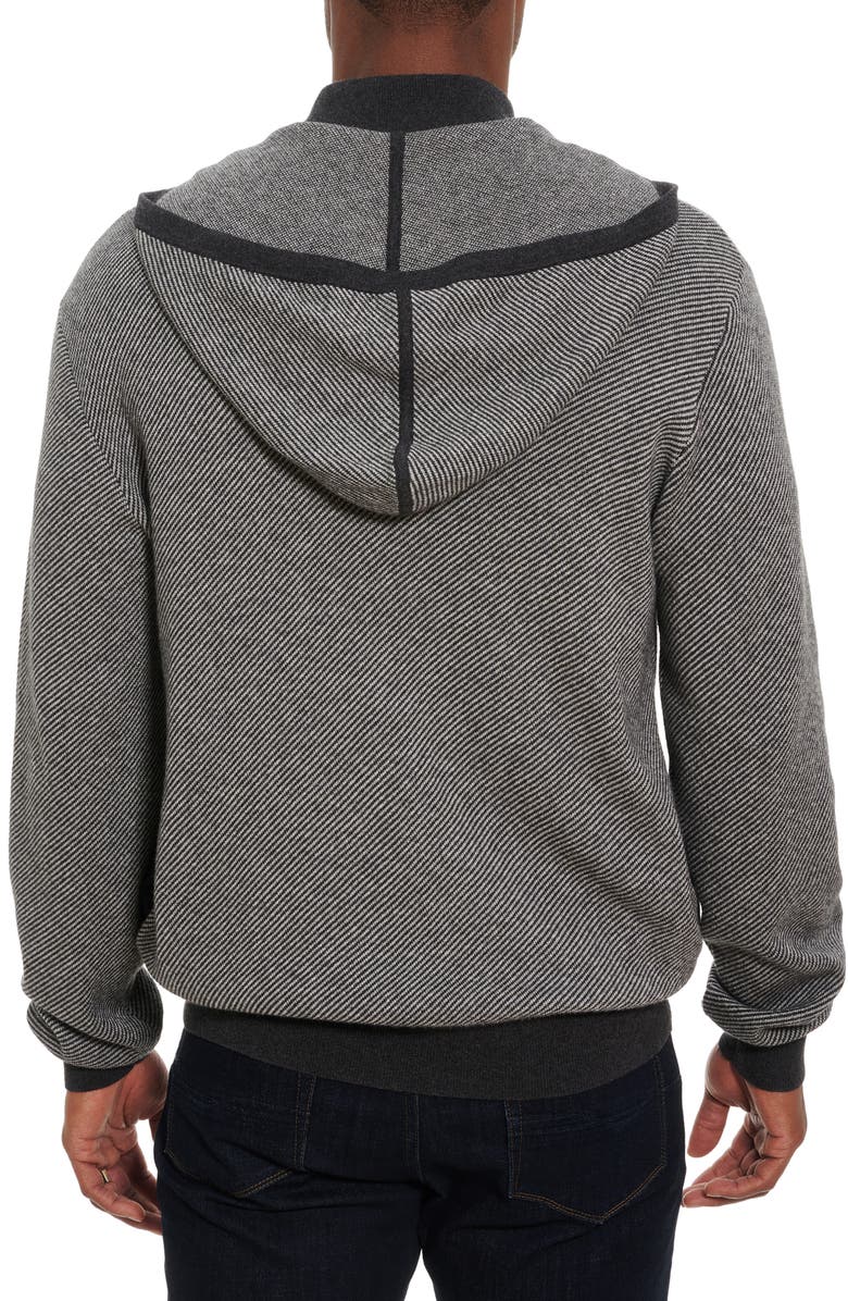 Robert Graham Draco Stripe Cotton & Cashmere Zip Hoodie, Alternate, color, 