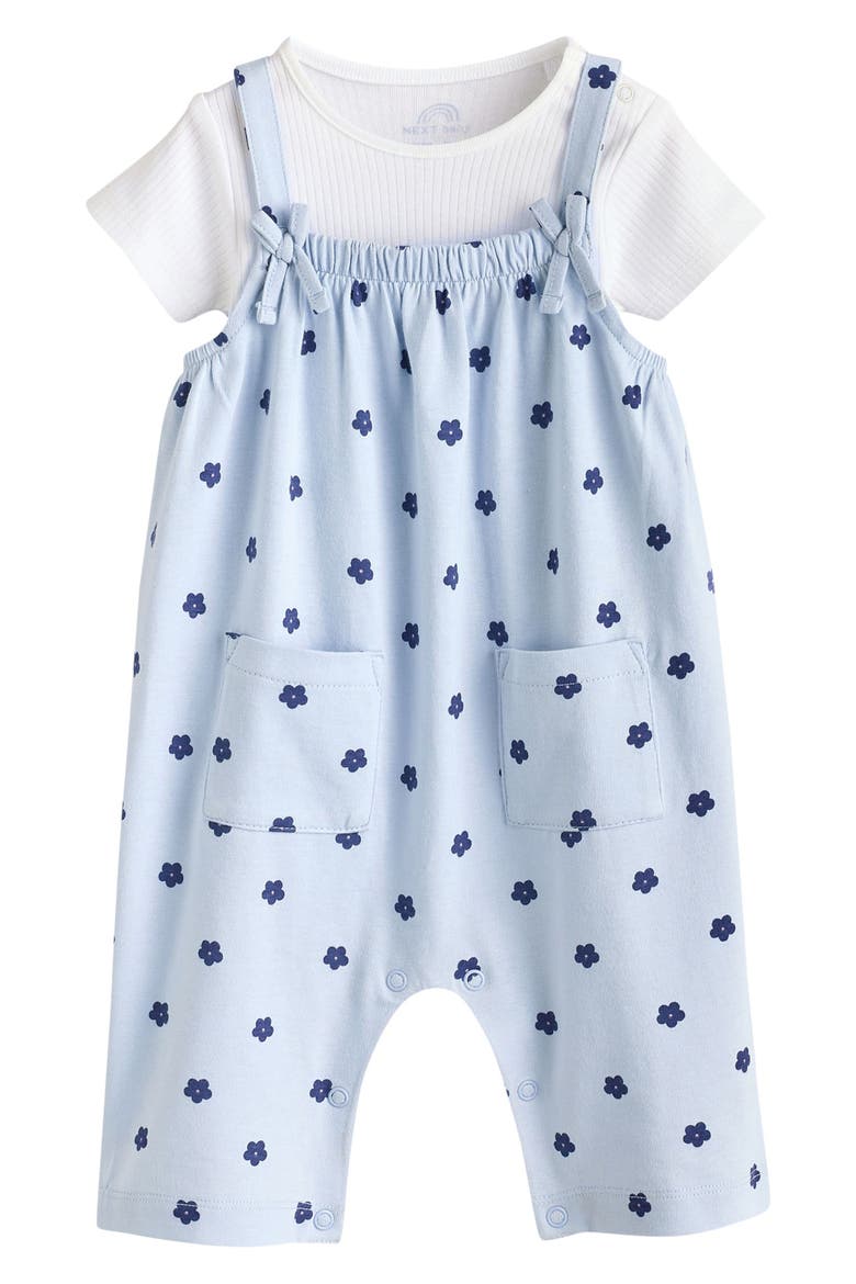 Flower Romper & Bodysuit Set, Main, color, BLUE