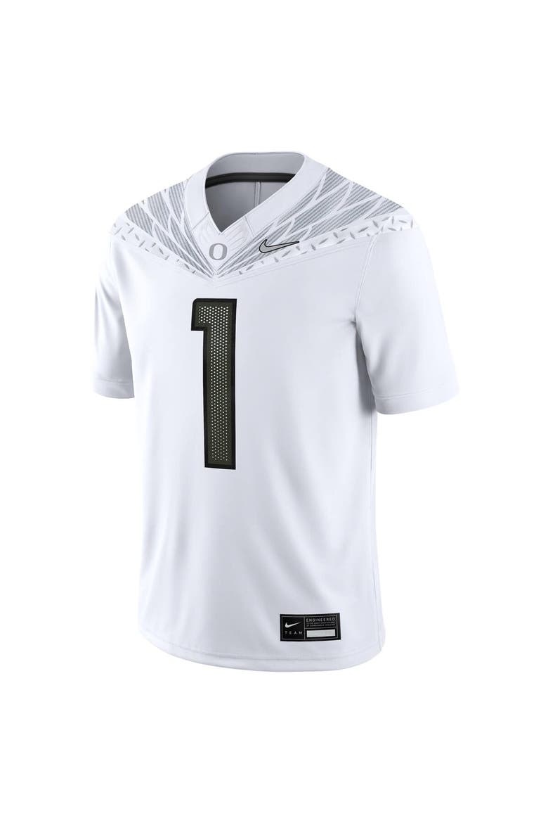 Men's Nike #1 White Oregon Ducks Game Jersey, Alternate, color, White