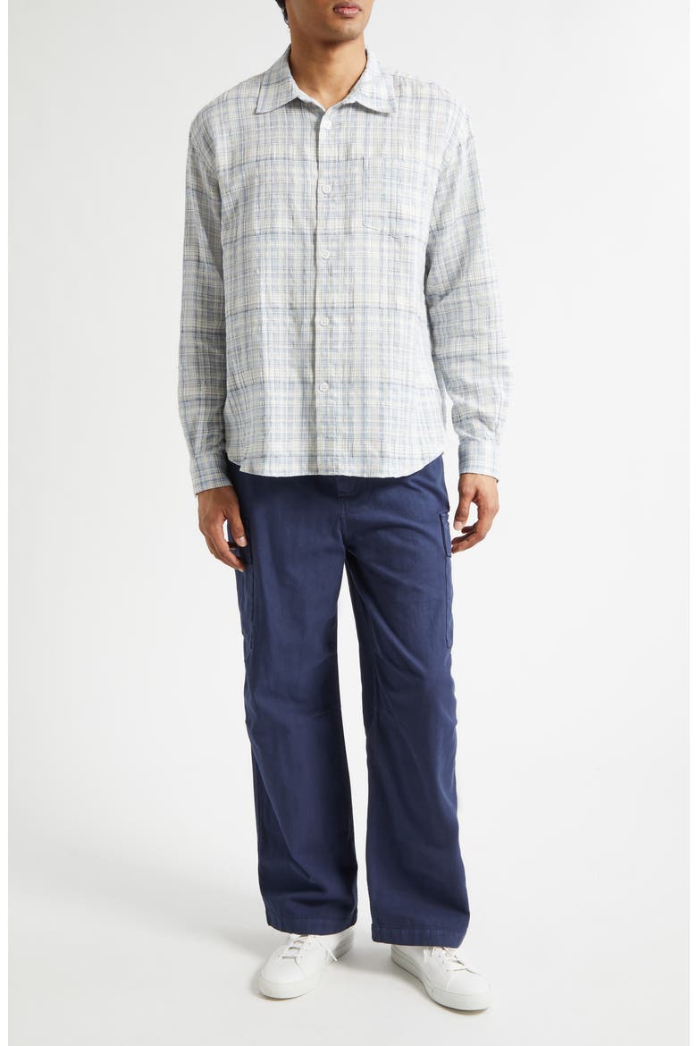 Cotton Herringbone Wide Leg Cargo Pants, Alternate, color, NAVY