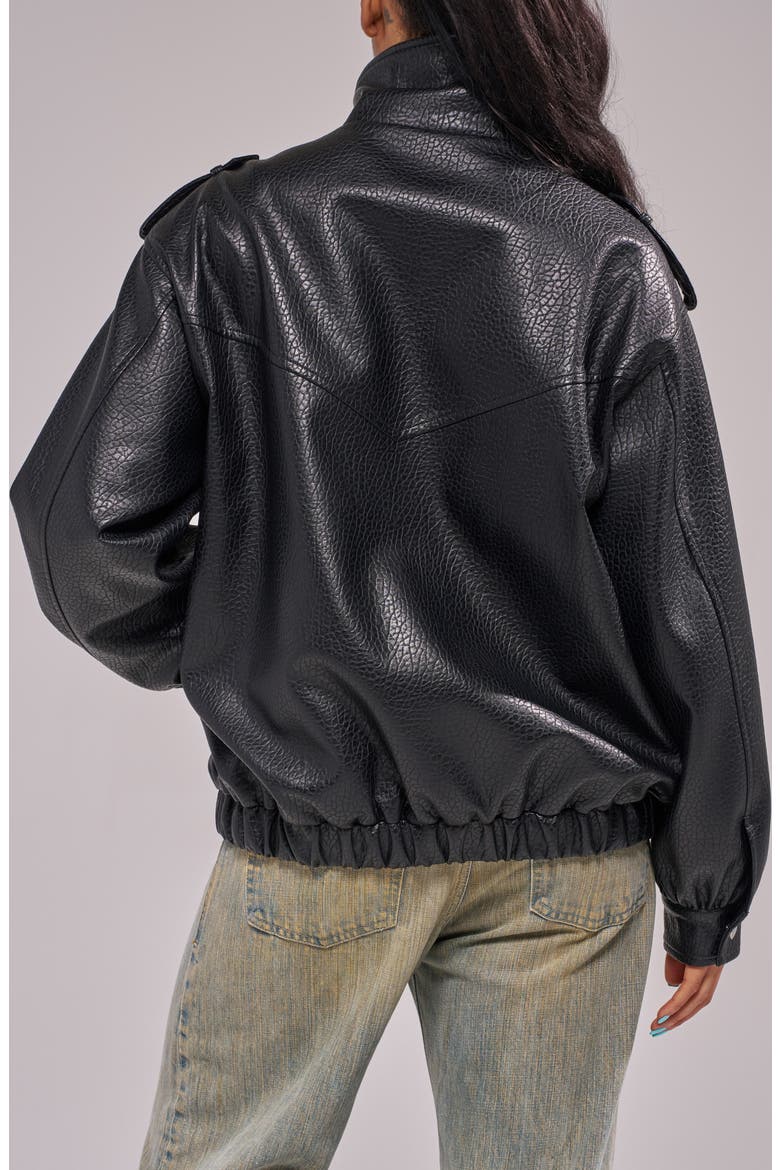 Verlander Faux Leather Bomber Jacket, Alternate, color, BLACK