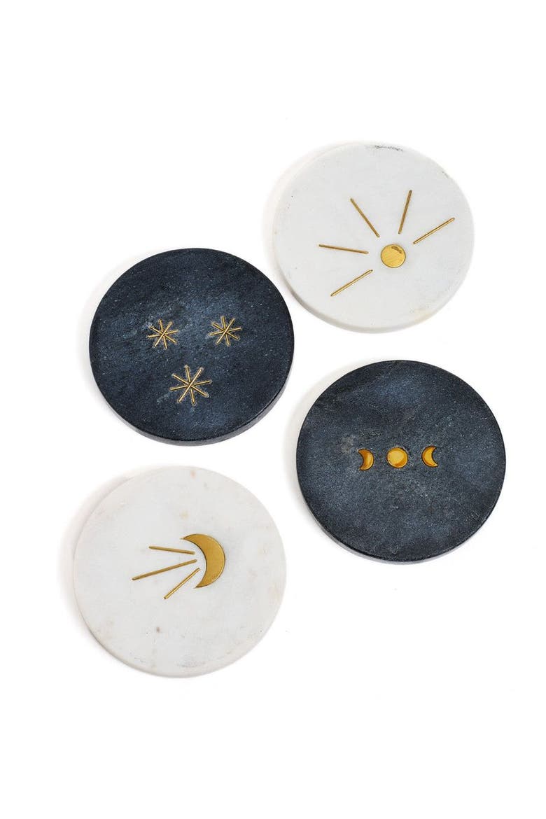 Indukala Moon Phase Marble Coasters - Set of 4, Main, color, Multicolor