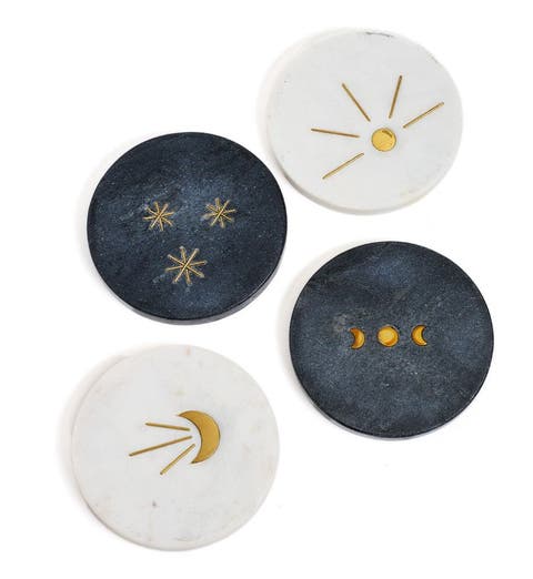 Indukala Moon Phase Marble Coasters - Set of 4