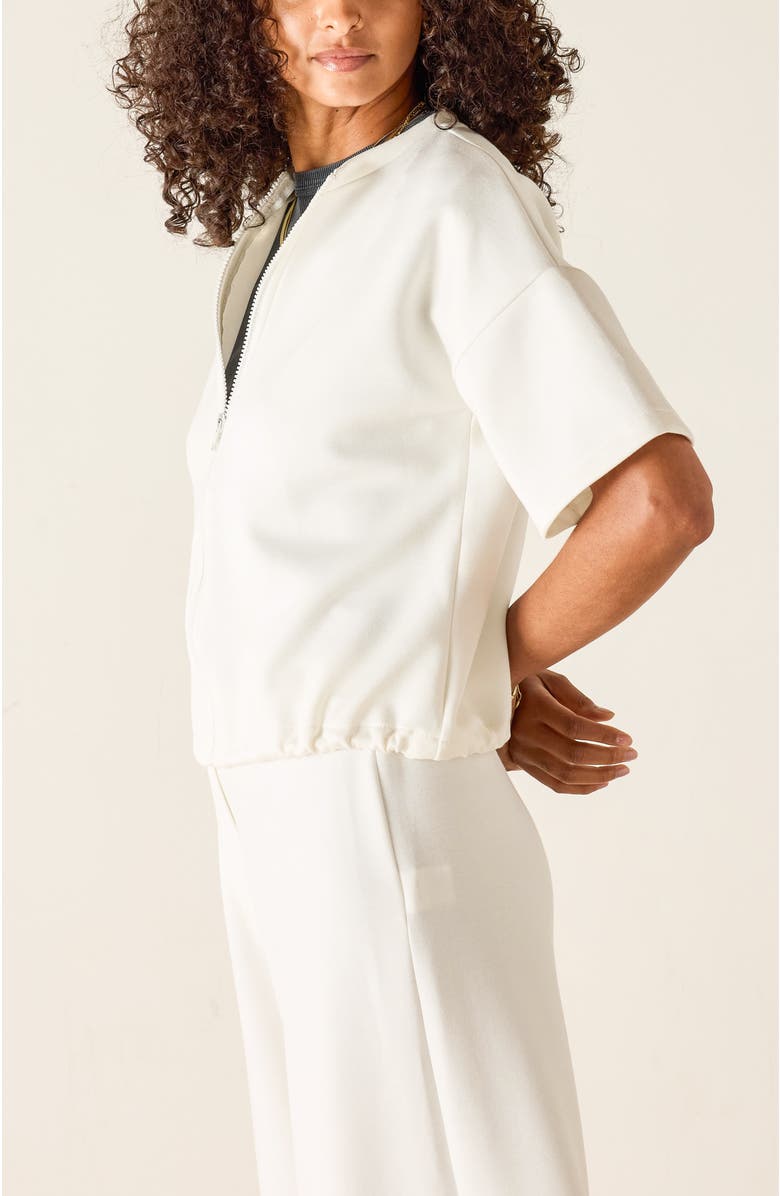 Voyageur by MERSEA Simone Short Sleeve Zip-Up Jacket, Alternate, color, White