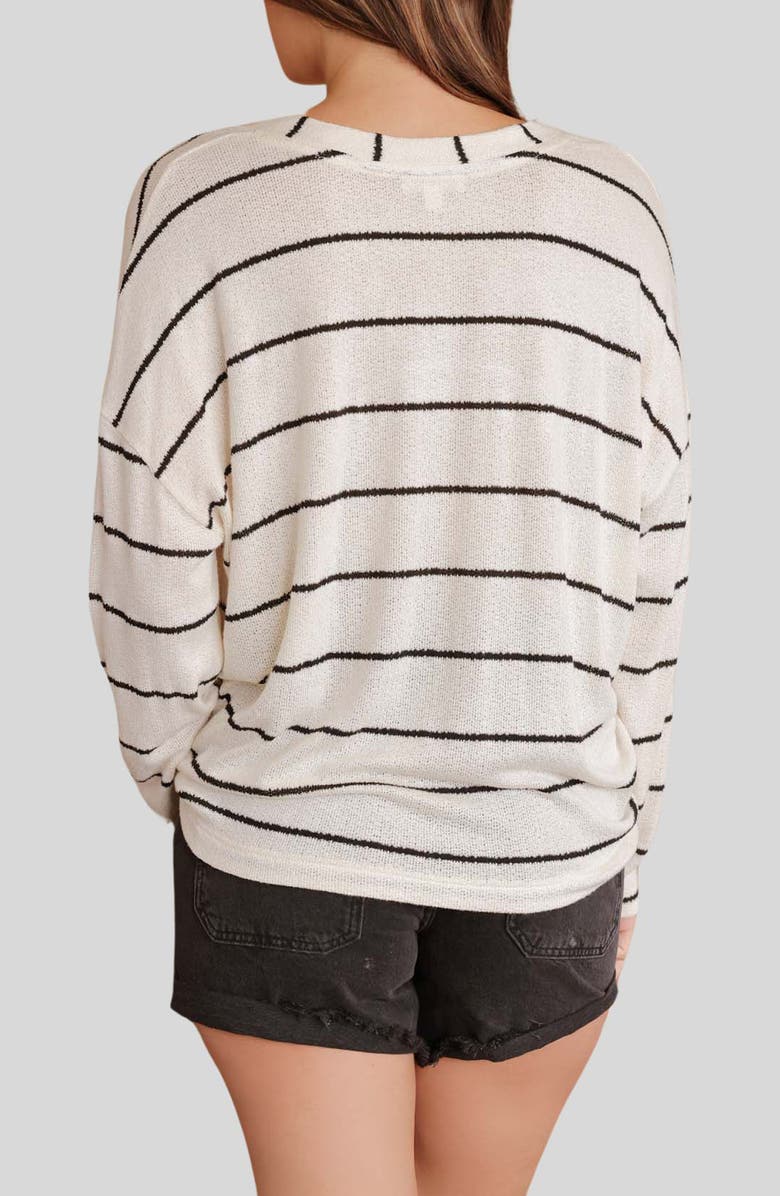 Blu Pepper Stripe V-Neck Knit Top, Alternate, color, Ivory