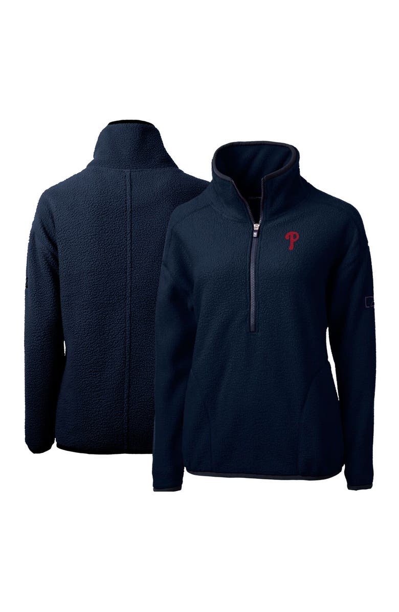 Cutter & Buck Women's Cutter & Buck Navy Philadelphia Phillies Cascade Eco Sherpa Fleece Quarter-Zip Pullover Jacket, Alternate, color, Navy
