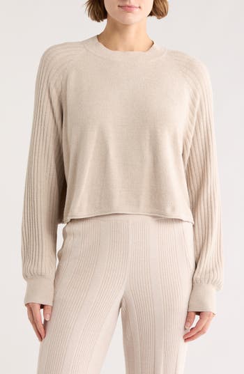 Barefoot Dreams ® Cozychic® Ultra Lite® Mock Neck Crop Sweatshirt In Brown