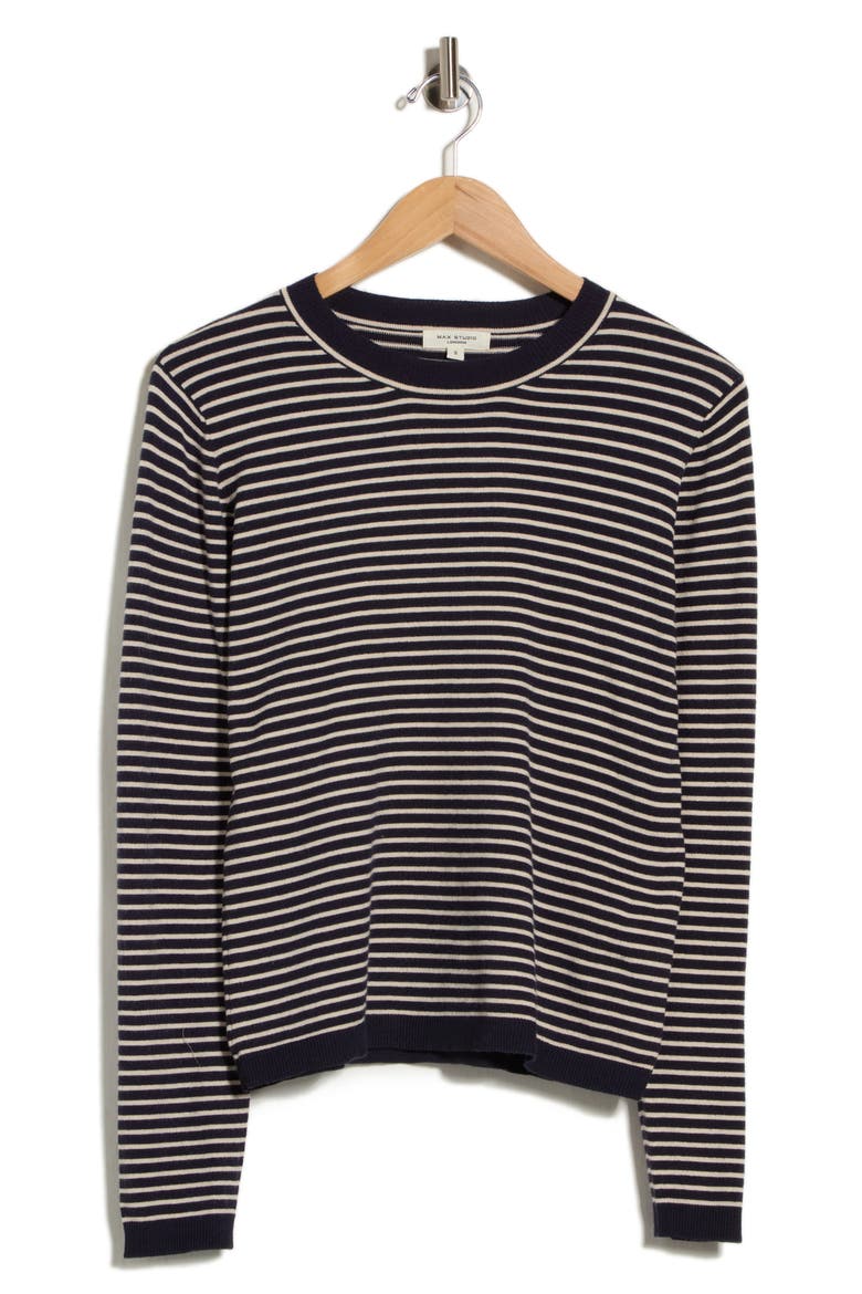 Crewneck Sweater, Main, color, NAVY / BONE STRIPE