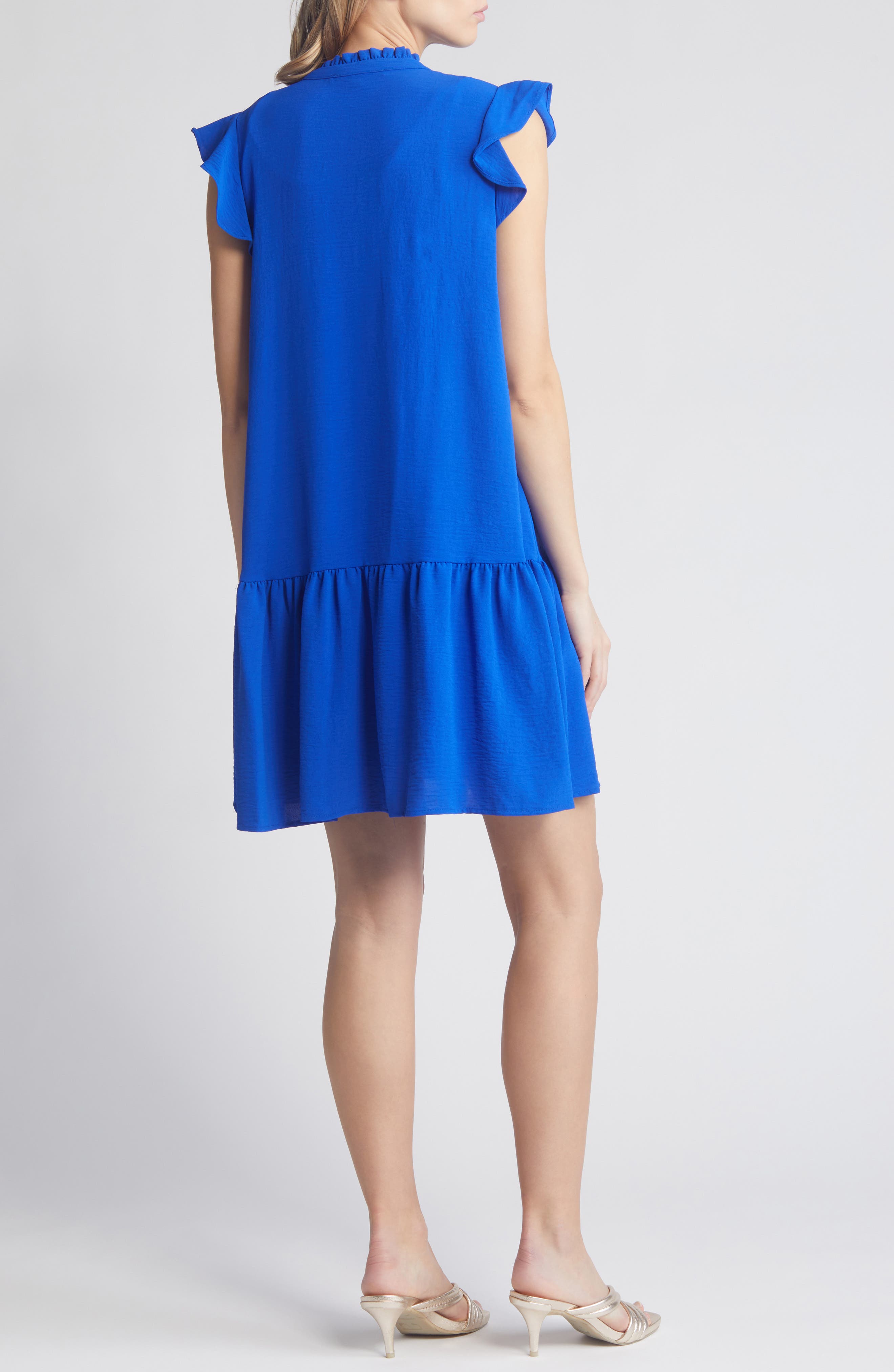 Julia Jordan Flutter Sleeve Button Front Shift Dress (Women ...