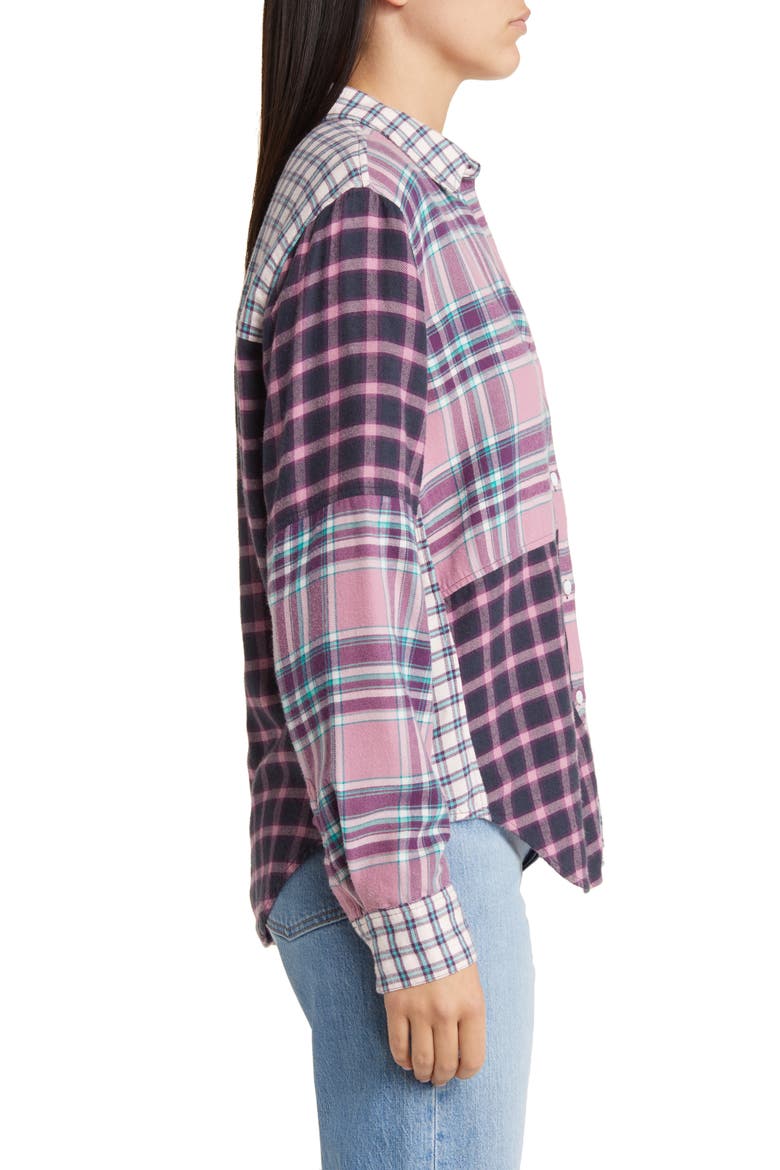 Lakin Mixed Plaid Button-Up Shirt, Alternate, color, ROSE AGAVE MIXED PLAID