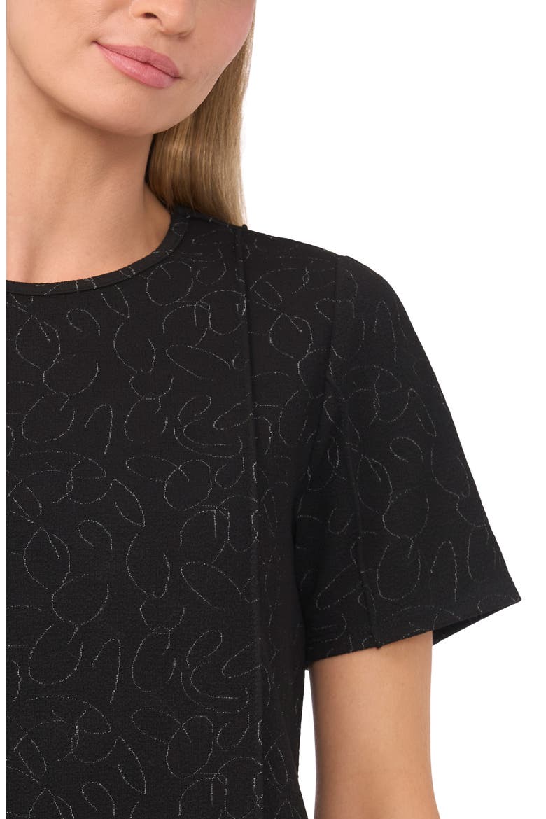 Pintuck Crepe Knit Jacquard Top, Alternate, color, RICH BLACK
