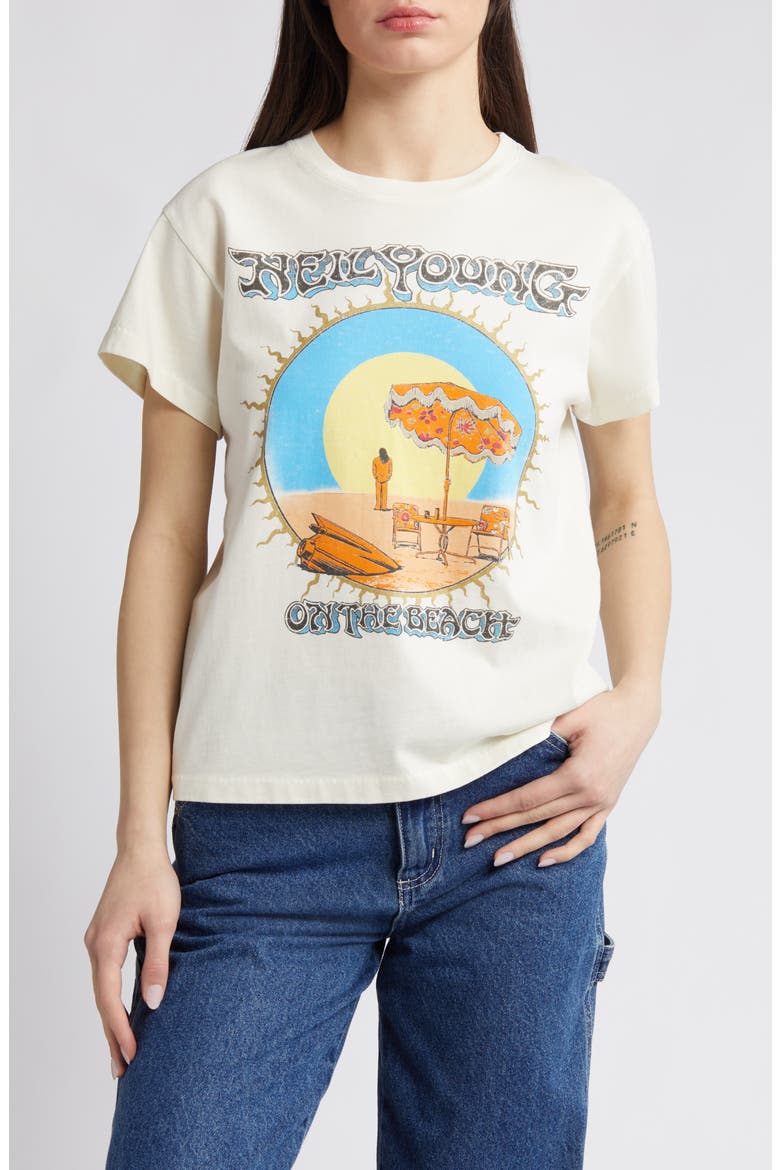 Neil Young On the Beach Cotton Graphic T-Shirt, Main, color, STONE VINTAGE
