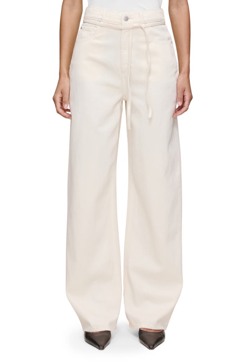 Casie Belted Mid Rise Wide Leg Jeans, Main, color, CREMA