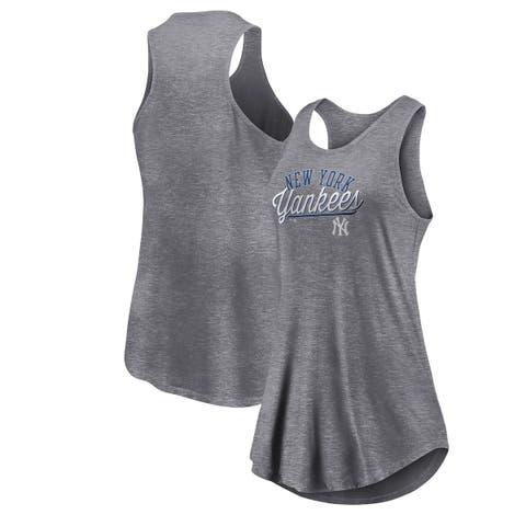 Women's Fanatics Branded Heather Gray New York Yankees Simplicity Swing Racerback Scoop Neck Tank Top