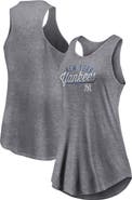 FANATICS Women's Fanatics Branded Heather Gray New York Yankees Simplicity Swing Racerback Scoop Neck Tank Top