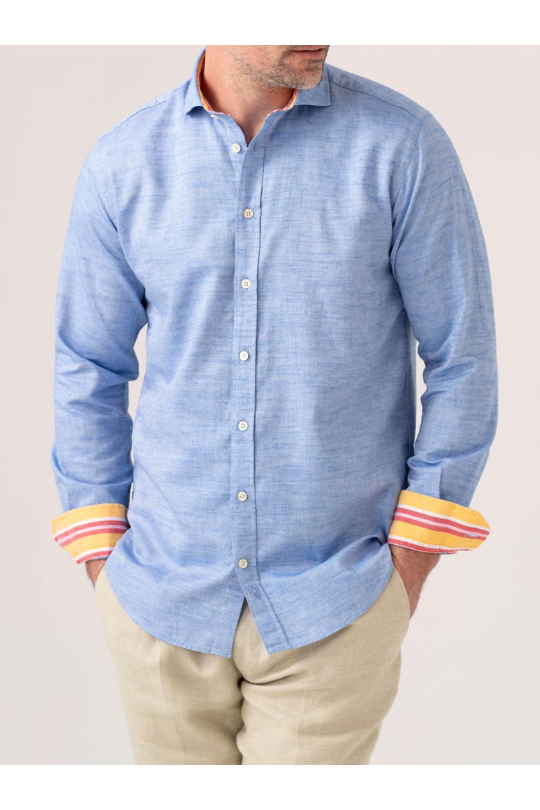 Cotton Linen Long Sleeve Shirt, Main, color, Deep Blue