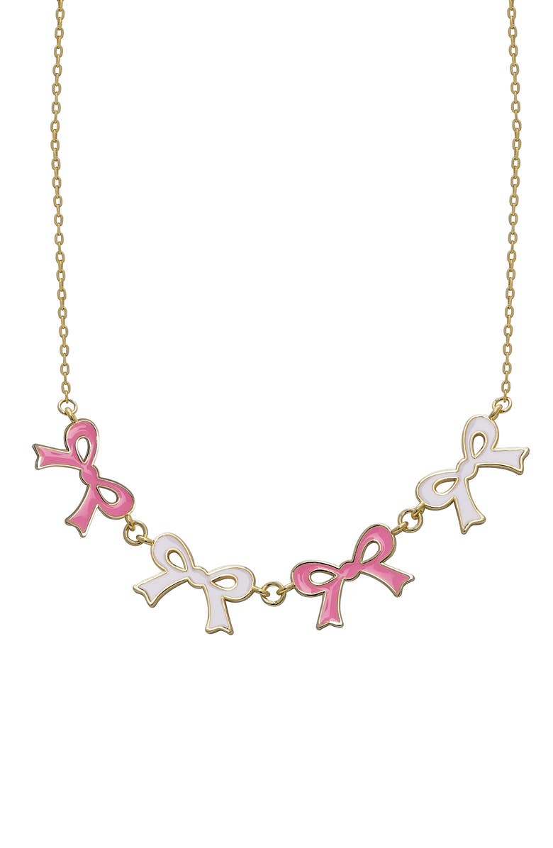 Lily Nily Kids' Flat Bow Link Necklace, Main, color, Pink/ White