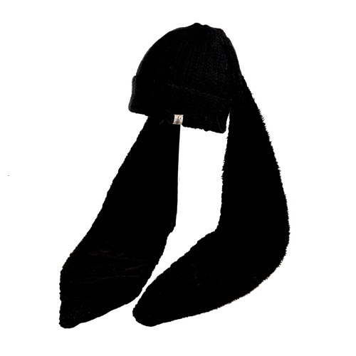 Nirvanna Designs Oversized Ear Beanie In Black