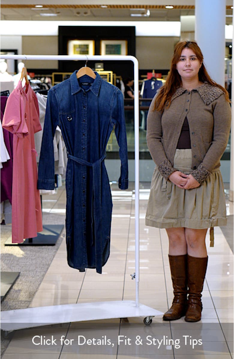 Horsebit Belted Long Sleeve Denim Shirtdress, sales video thumbnail