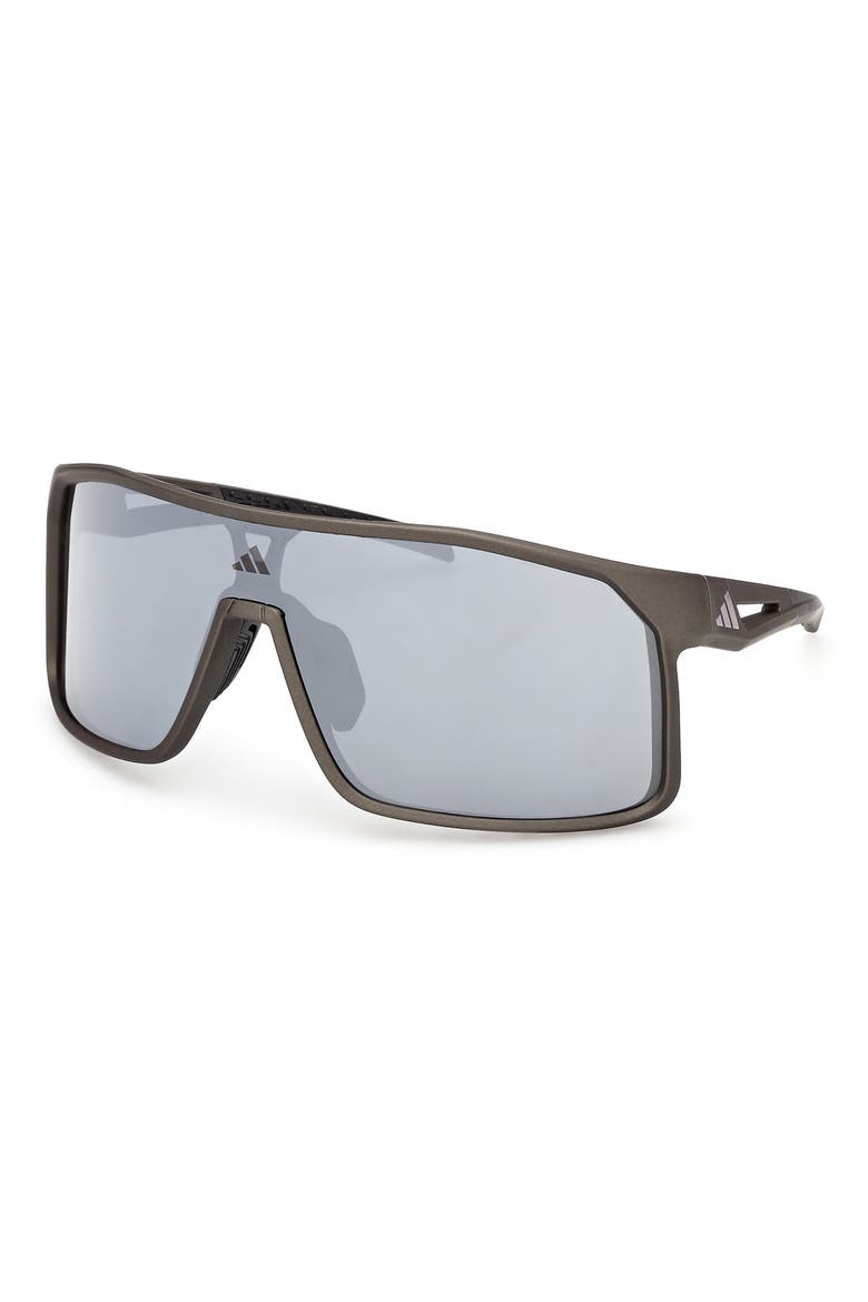 Mirrored Shield Sunglasses, Alternate, color, DARK GREEN / SMOKE MIRROR