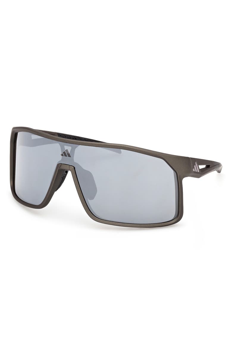 adidas Mirrored Shield Sunglasses, Alternate, color, Dark Green / Smoke Mirror