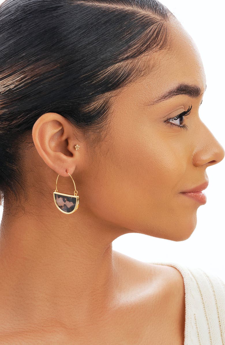 Sterling Forever 14K Gold Plated Brass Resin Half Moon Dangle Earrings, Alternate, color,