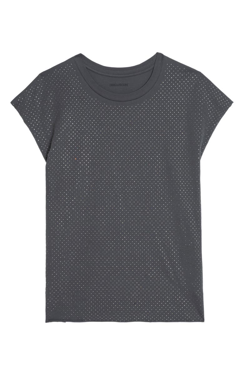 Zadig & Voltaire Cloe Strass Crystal Embellished Dolman Sleeve Top, Alternate, color, Medium Grey
