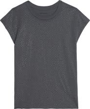 Zadig & Voltaire Cloe Strass Crystal Embellished Dolman Sleeve Top