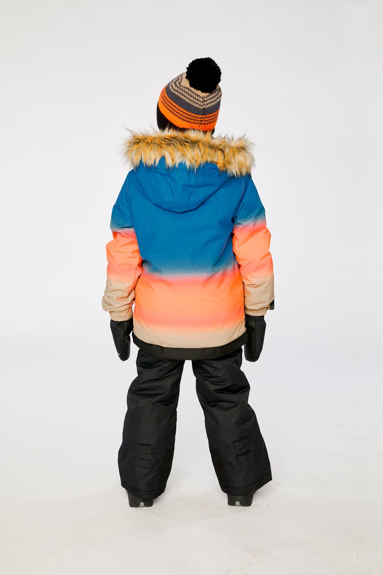 Play Gradient Jacket & Reinforced Pants Two Piece Snowsuit, Alternate, color, Blue and Orange Gradient