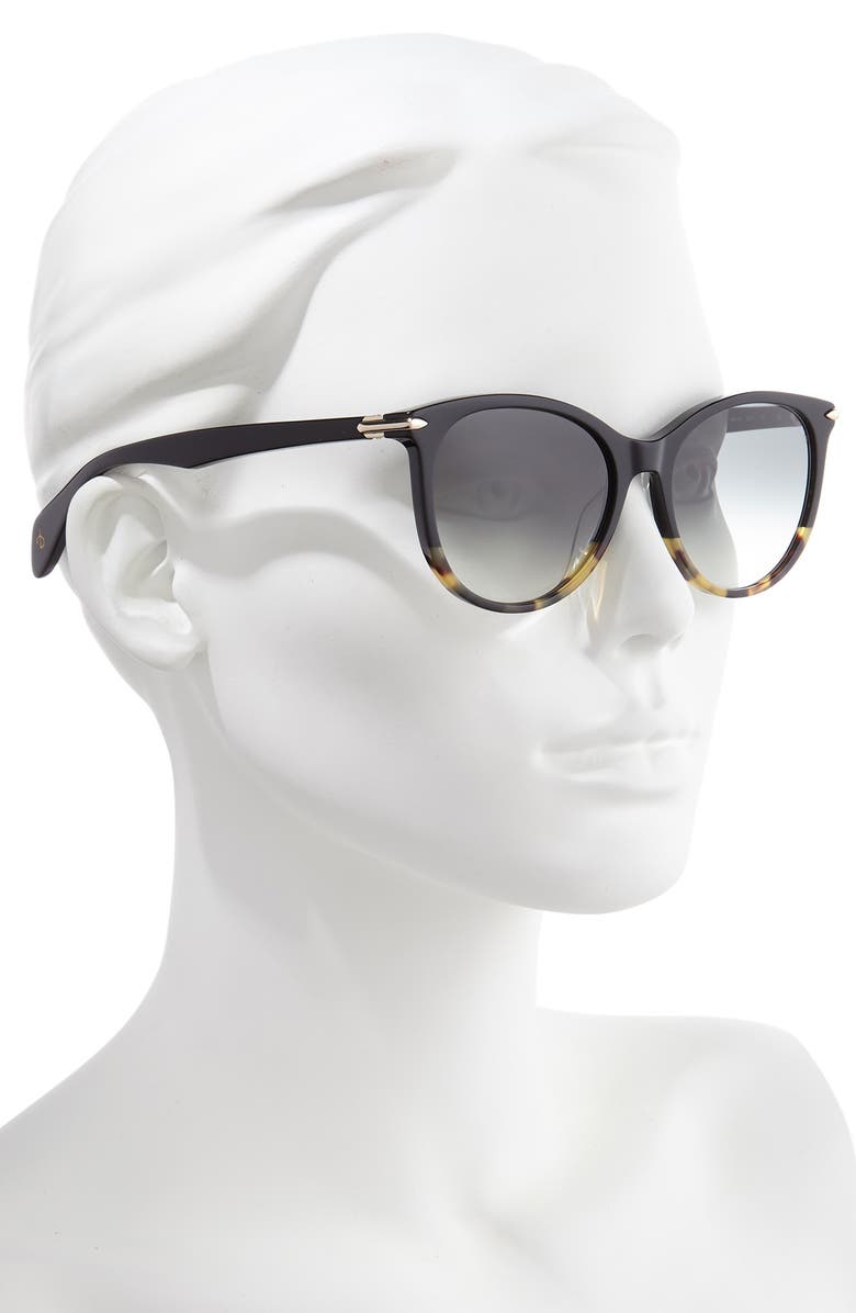 rag & bone 54mm Polarized Round Sunglasses, Alternate, color, Black Havana/ Grey Green