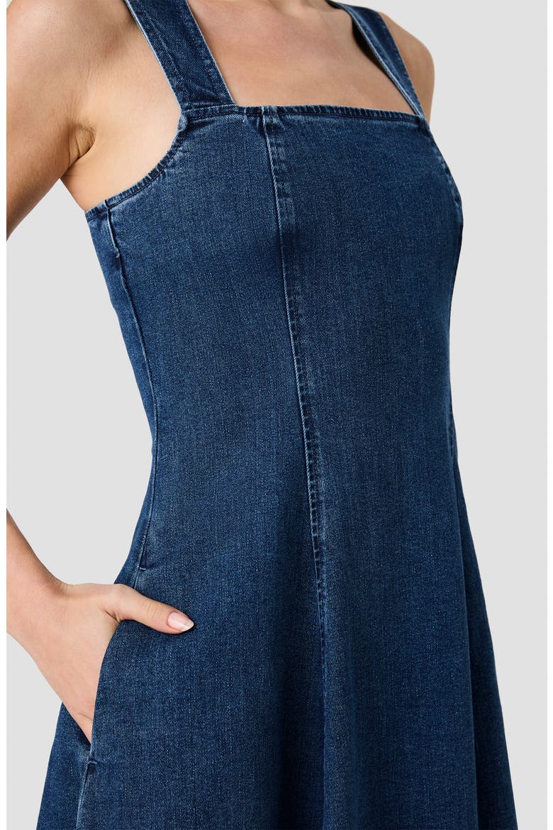 Delancy Sleeveless Fit & Flare Denim Midi Dress, Alternate, color, DARK INDIGO