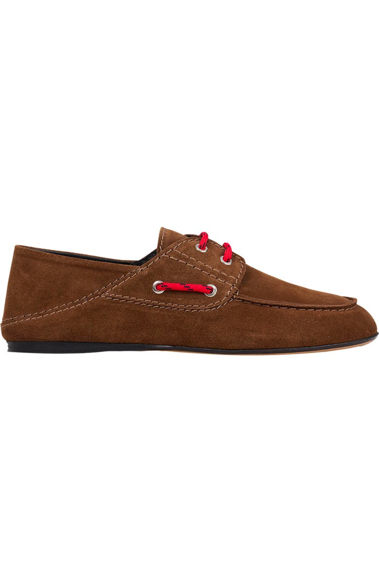 SANDRO Suede lace-up boat shoes, Main, color, Brown