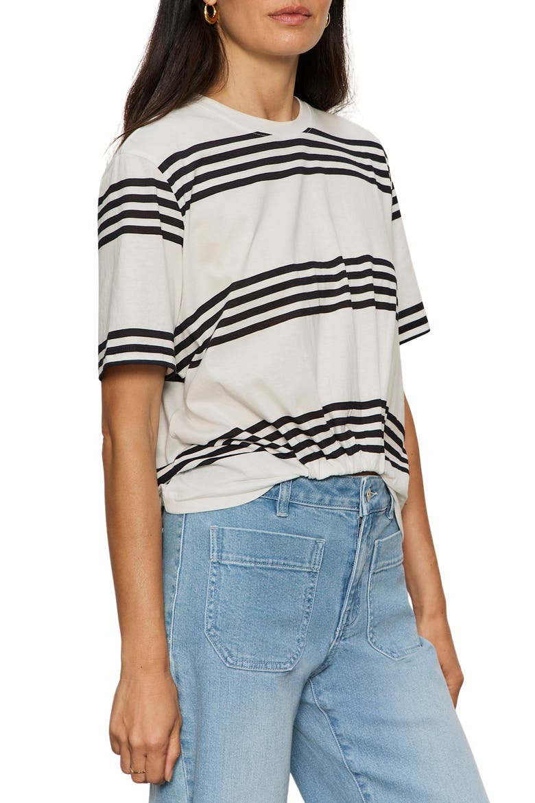 Tuck It Under Stripe Cotton T-Shirt, Alternate, color, CHALK WHITE/ BLACK STRIPE