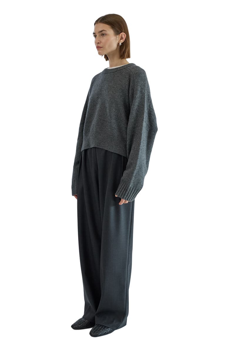 Almina Concept Waist Tie Wool Trousers, Alternate, color, Charcoal