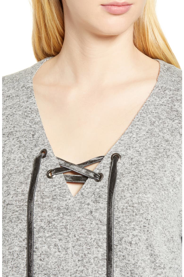 Leigh Knit Top, Alternate, color, MELANGE GREY