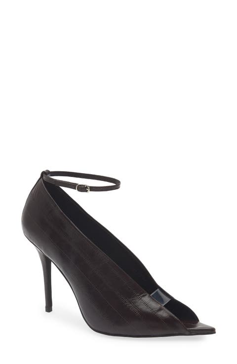 Inherit Ankle Strap Pointed Peep Toe Sandal