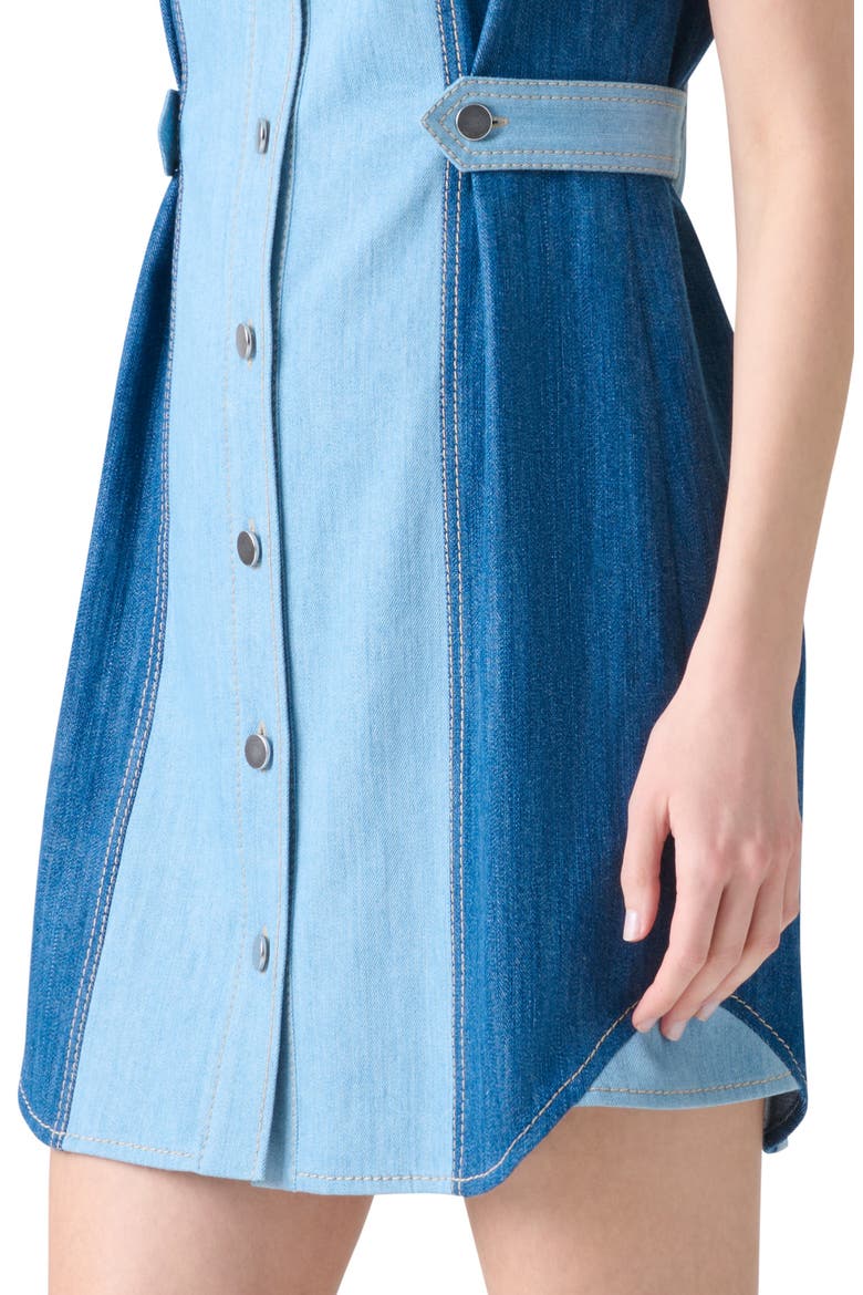Mixed Wash Denim Minidress, Alternate, color, SKY DENIM-MEDIUM DENIM