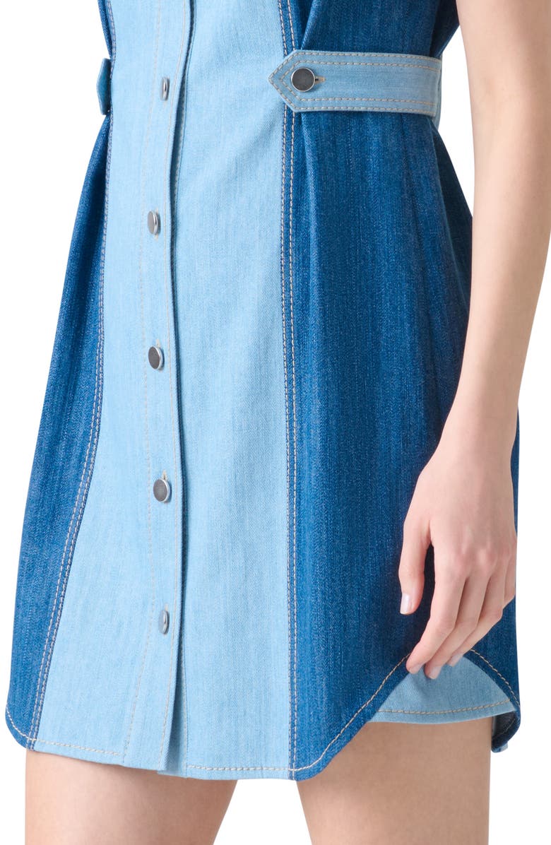 Akris punto Mixed Wash Denim Minidress, Alternate, color, Sky Denim-Medium Denim