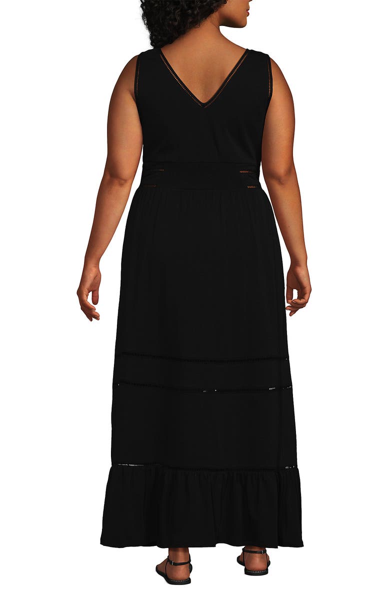 Lands' End Plus Size Cotton Modal Embellished Trim Maxi Dress, Alternate, color, 