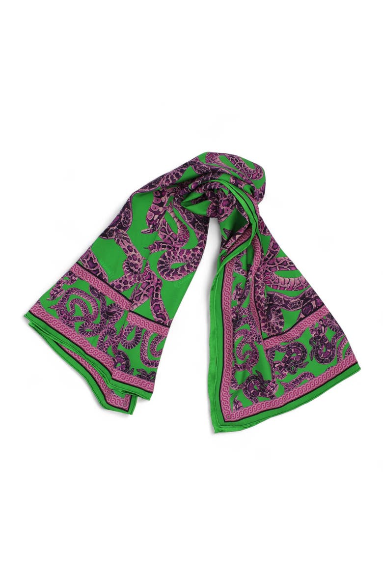 Monzlapur Silk Snake Scarf, Alternate, color, Magenta X Jade