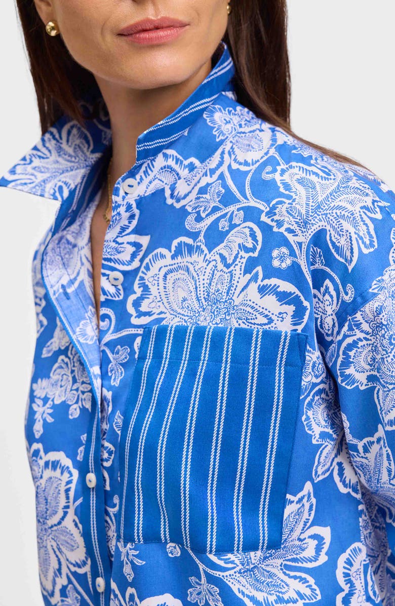 Foxcroft Marina Cotton Button-Up Shirt, Alternate, color, Cobalt Blue