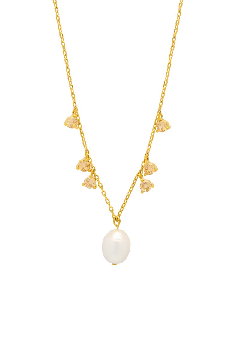Estella Bartlett Faux Pearl & Cubic Zirconia Charm Necklace, Main, color, Gold