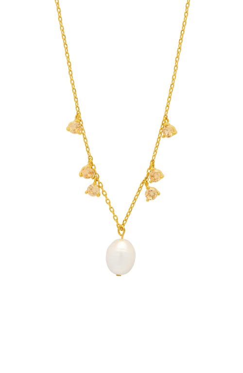 Estella Bartlett Faux Pearl & Cubic Zirconia Charm Necklace In Gold